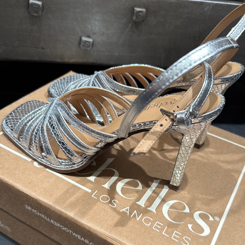 Seychelles Silver Strappy Heeled Sandals